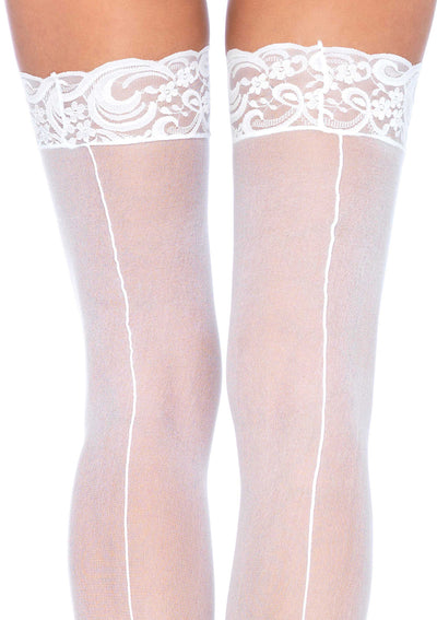 Sheer Stocking With Back Seam Lace Top