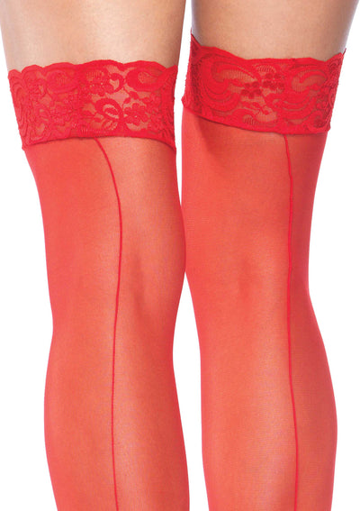 Sheer Stocking With Back Seam Lace Top