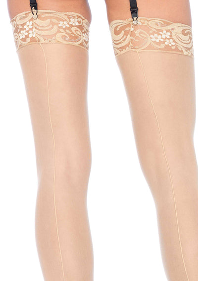 Sheer Stocking With Back Seam Lace Top