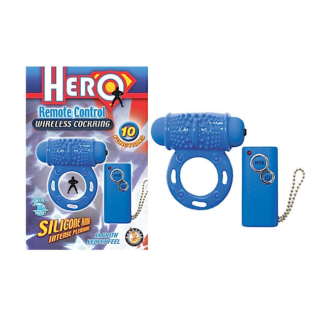 Hero Remote Wireless Multispeed Waterproof Cockring (Blue)