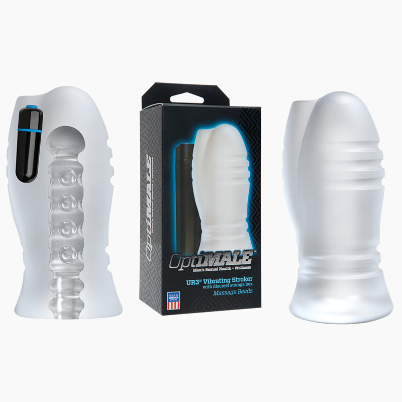 OptiMale Vibrating Stroker - Massage Beads Frost