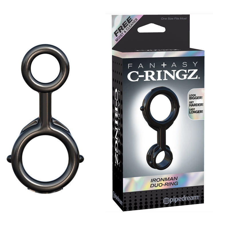 Pipedream Fantasy C-Ringz Ironman Duo-Ring Cockring & Ballstretcher Black