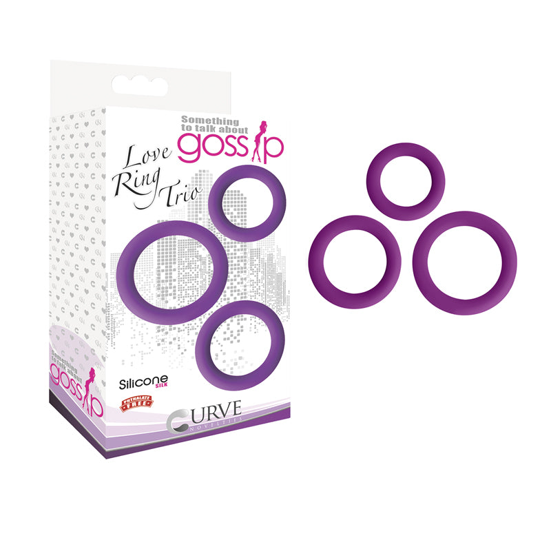 Curve Toys Gossip Love Ring Trio Silicone Cockring 3-Pack Violet