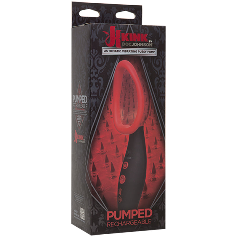 Kink - Pumped - Rechargeable Vibrating Sucking Vagina Pump Black/Red