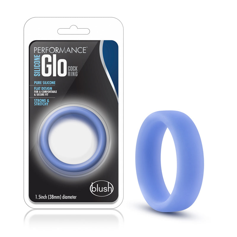 Blush Performance Silicone Glo Cock Ring Blue Glow