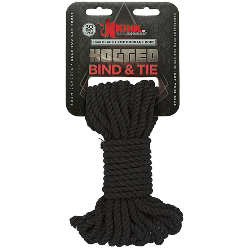 KINK Hogtied Bind & Tie 6mm Hemp Bondage Rope 30 Feet Black