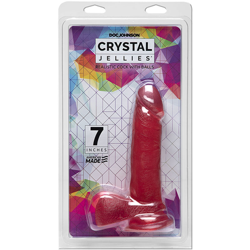 Crystal Jellies - 7in Realistic Cock w/Balls Pink