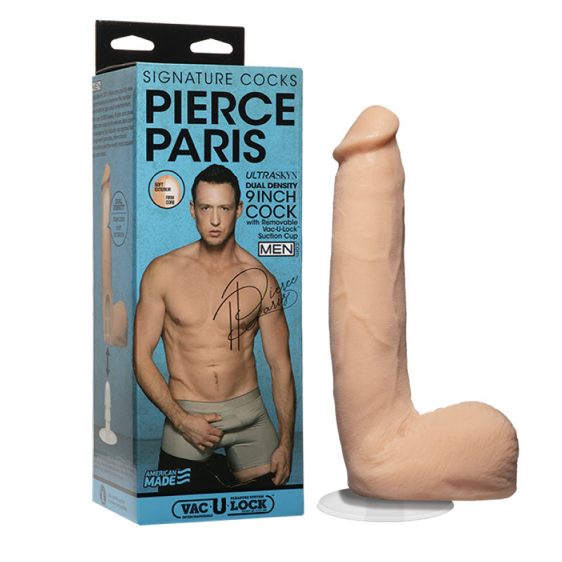 Signature Cocks Pierce Paris 9 Inch ULTRASKYN Cock with Removable Vac-U-Lock Suction Cup Vanilla