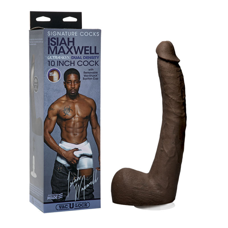 Signature Cocks Isiah Maxwell 10 Inch ULTRASKYN Cock with Removable Vac-U-Lock Suction Cup Chocolate