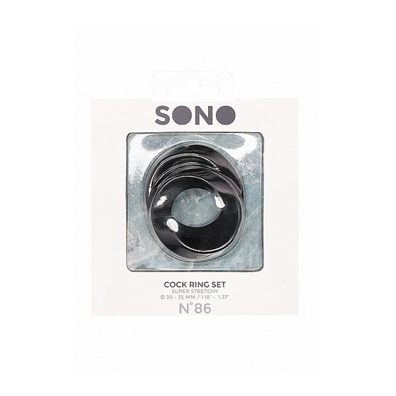 SONO No. 86 3-Piece Silicone Cockring Set Black