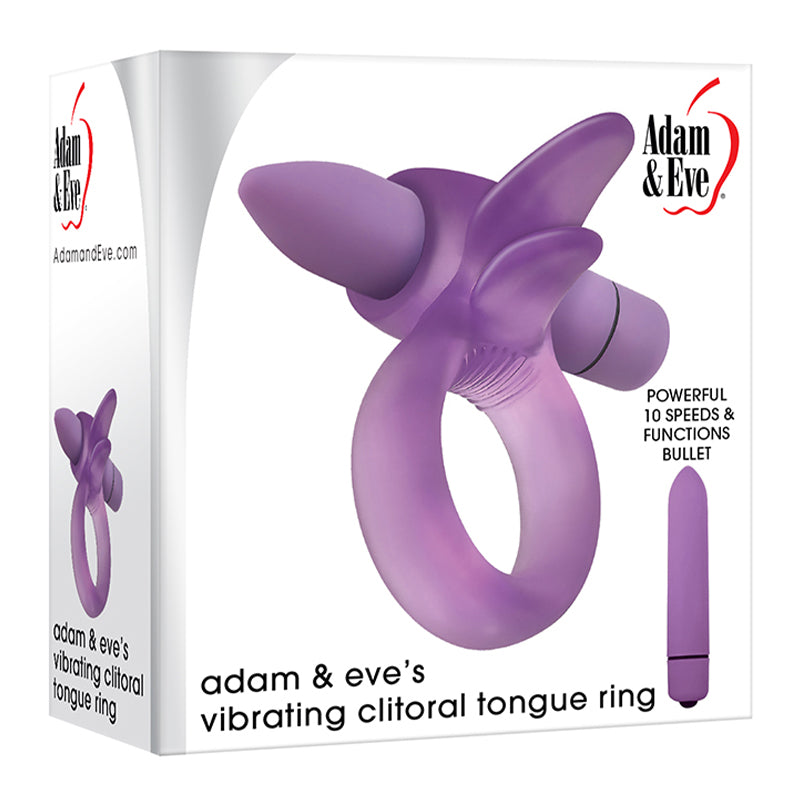 Adam & Eve Vibrating Clitoral Tongue Cockring Purple