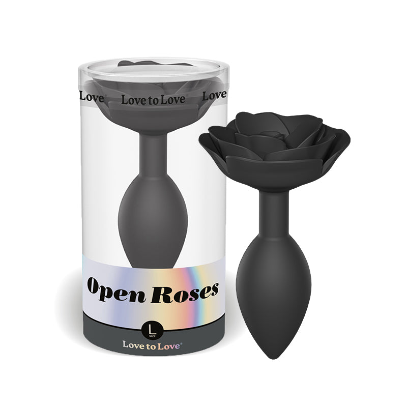 Love to Love Open Roses Silicone Anal Plug Black Onyx L