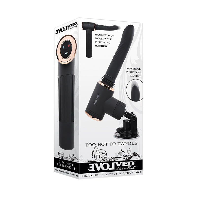 Evolved Too Hot To Handle Rechargeable Silicone Thrusting Sex Machine Black