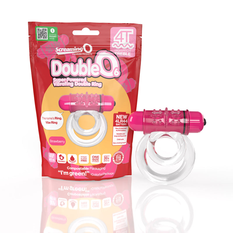 Screaming O 4T DoubleO 6 Vibrating Double Cockring Strawberry