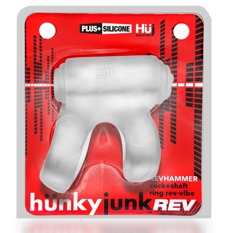 Hunkyjunk Revhammer Cock & Shaft Ring with Bullet Vibrator Clear Ice