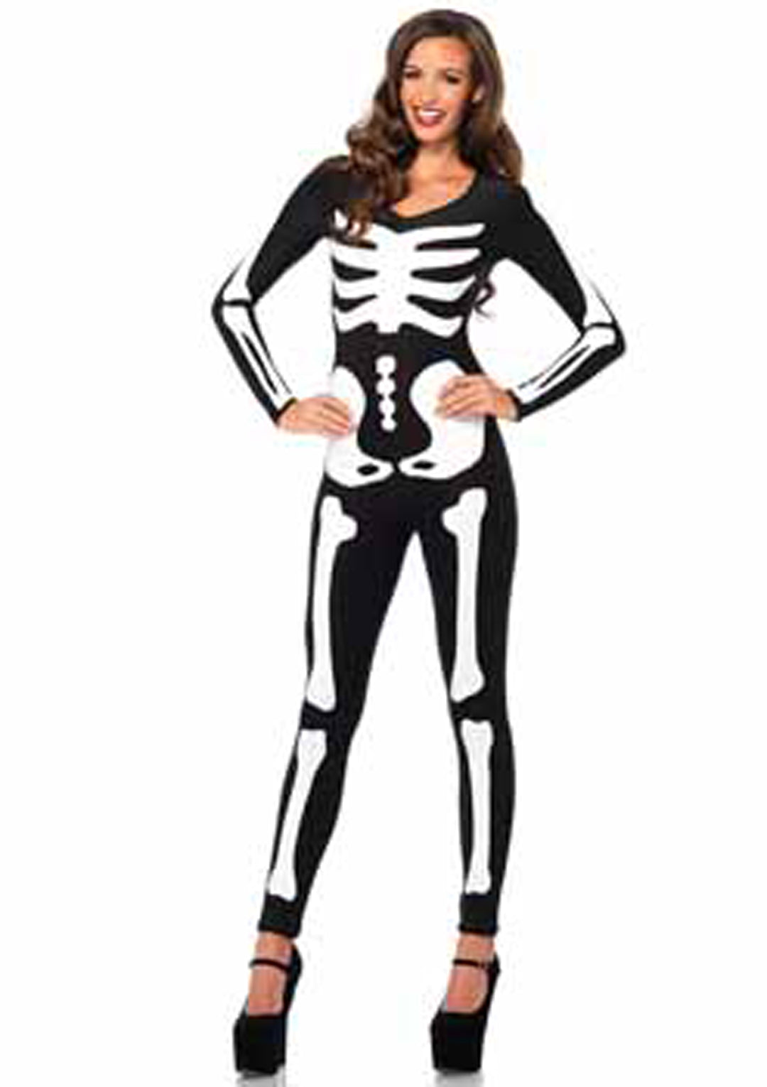 Spandex Printed Glow-in-the-dark Skeleton Catsuit