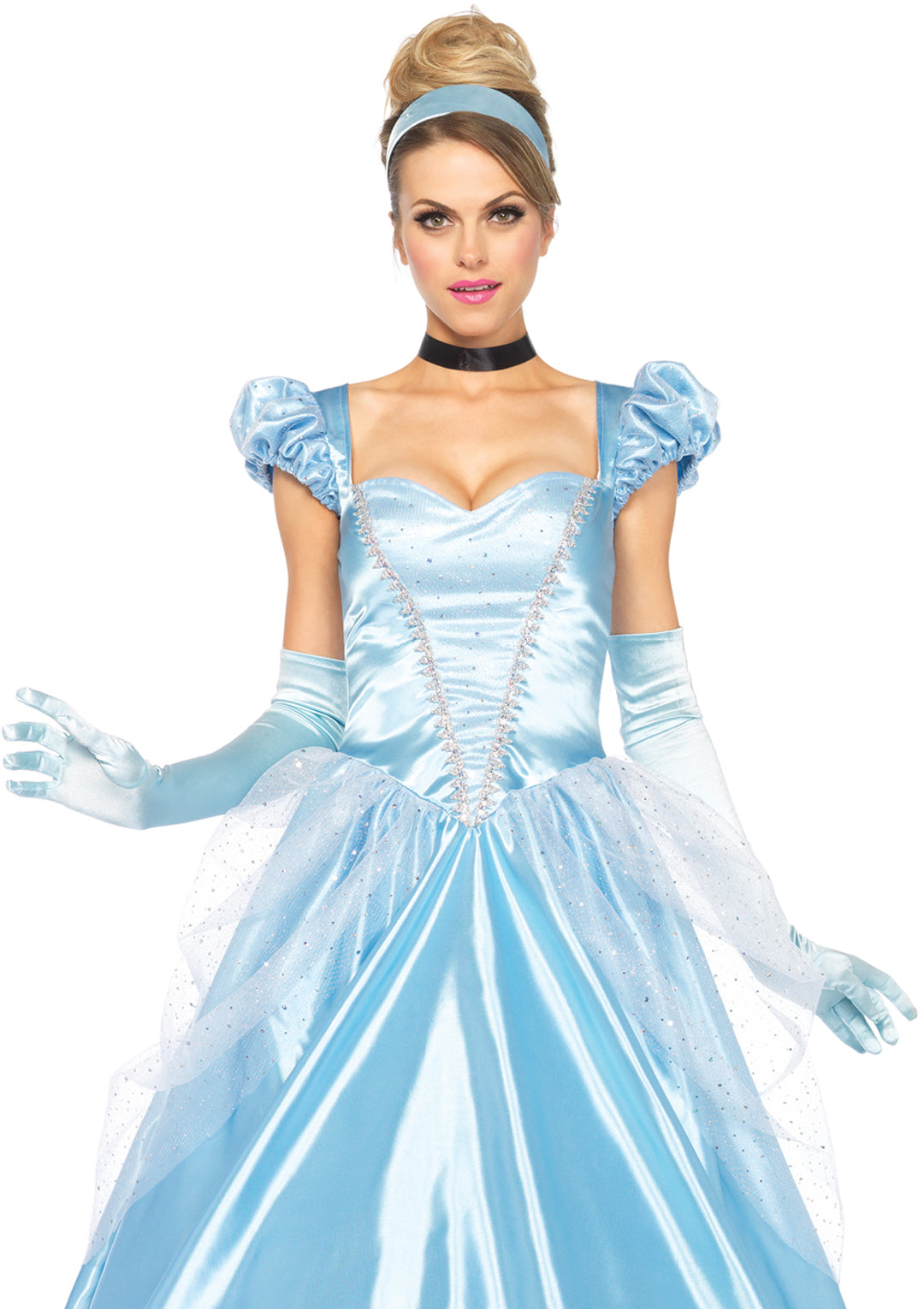 3-piece Classic Cinderella,long Satin Ball Gown,choker,headband