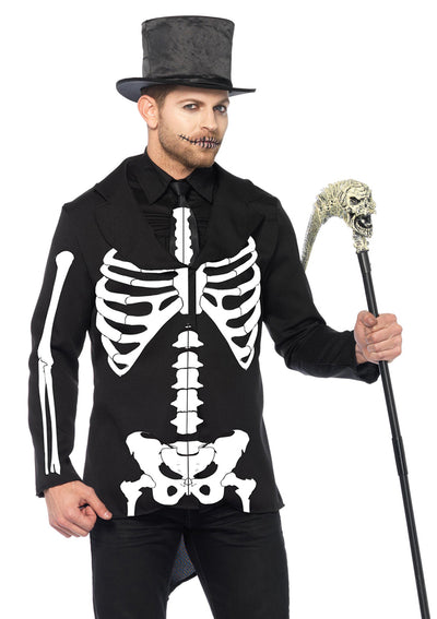 2-piece Bone Daddy,tuxedo Jacket W/printed Skeleton,bone Tie