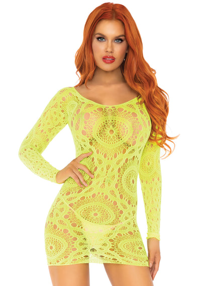 Crochet Lace Long Sleeved Mini Dress