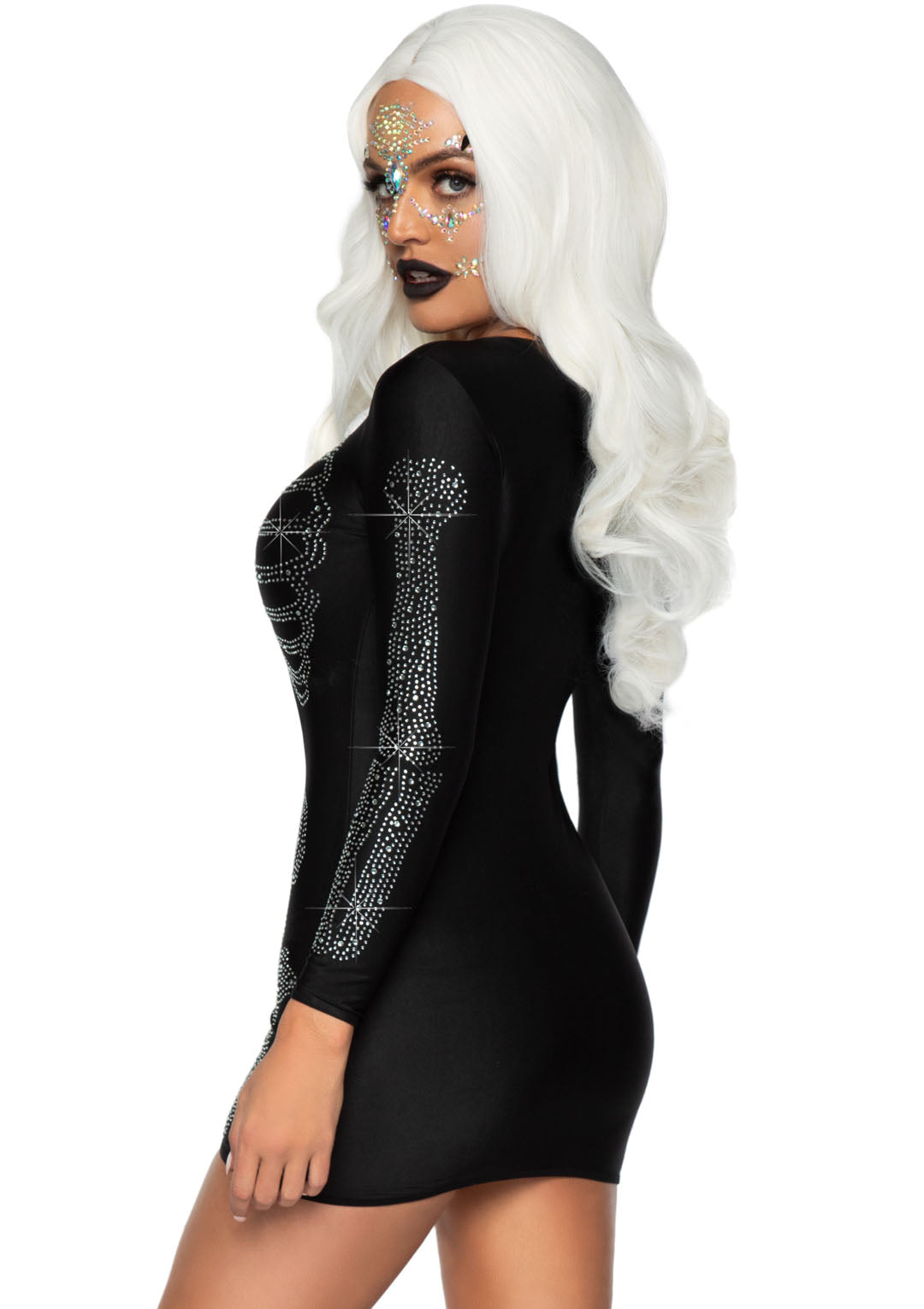 Spandex Rhinestone Skeleton Dress