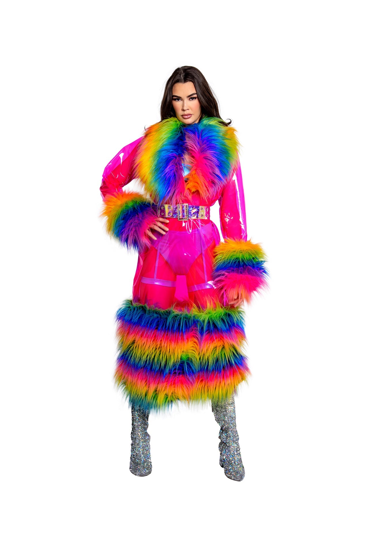 Rainbow Vibrations Trench With Sour Candy Belt