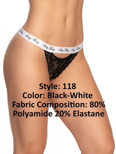 Lace Keyhole Panty Color Black-White