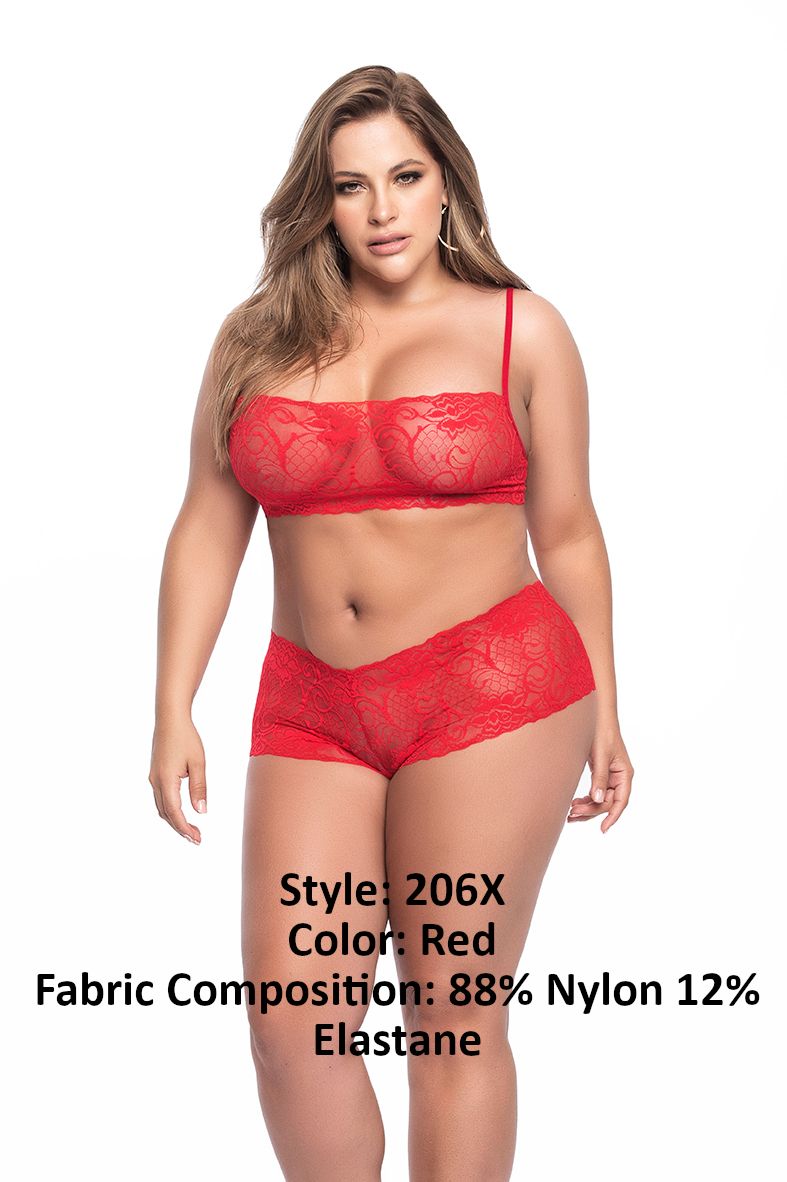 Panty And Top Lace Set Color Red