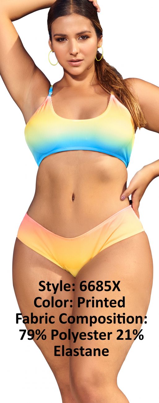 Ribbed Two Piece Swimsuit Color Printed