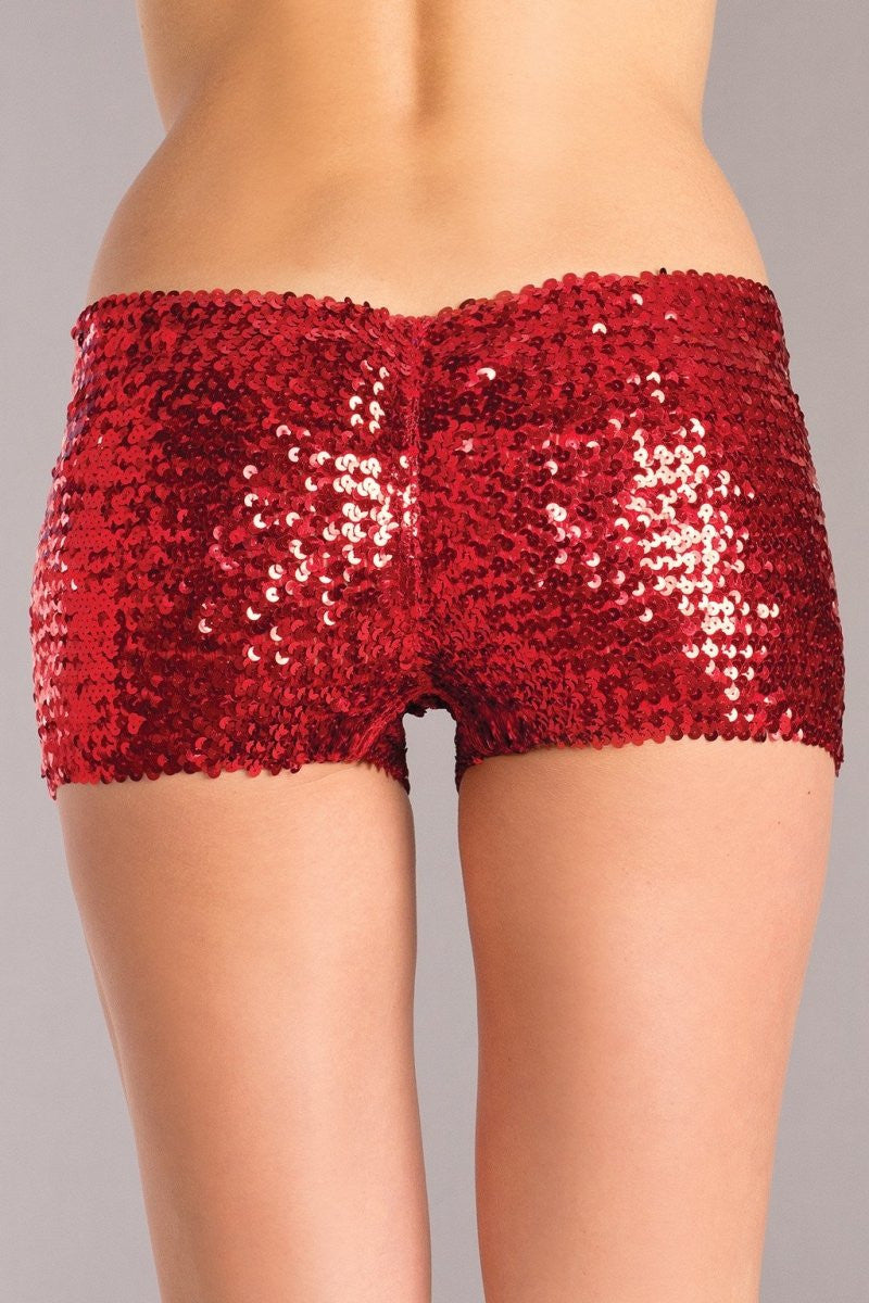 Sequin Booty Shorts - Red