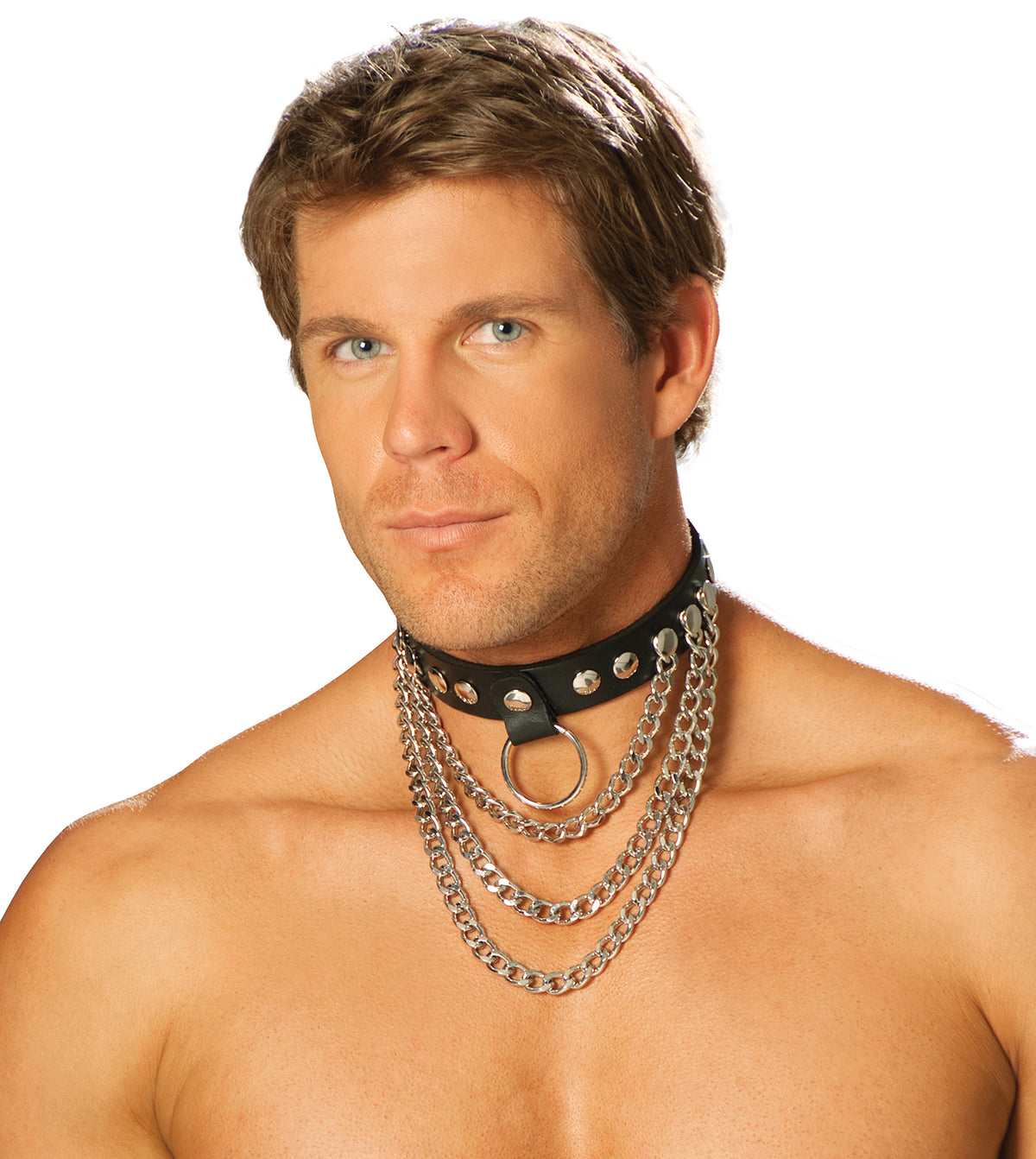 Leather Collar With Chains And 