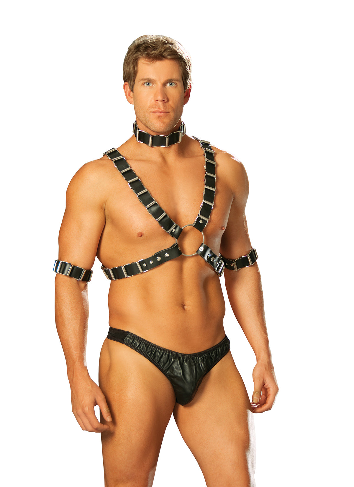 4 Pc Men's Set Harness & Collar